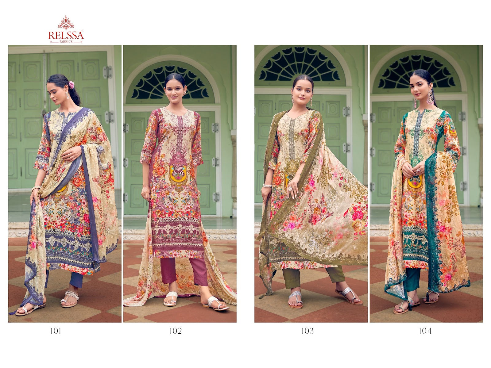Kashmira Relssa Fabrics Muslin Pant Style Suits Exporter India