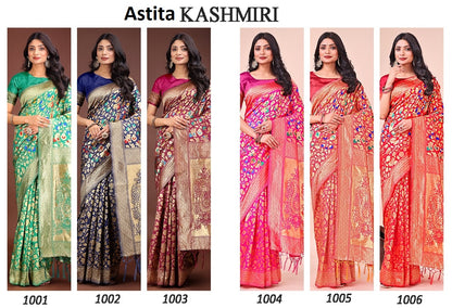 Kashmiri 1001 To 1006 Astita Lichi Silk Sarees Wholesaler Gujarat