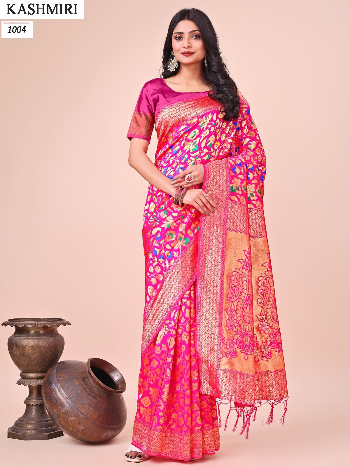 Kashmiri 1001 To 1006 Astita Lichi Silk Sarees Wholesaler Gujarat