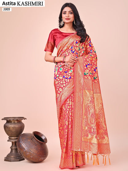 Kashmiri 1001 To 1006 Astita Lichi Silk Sarees Wholesaler Gujarat