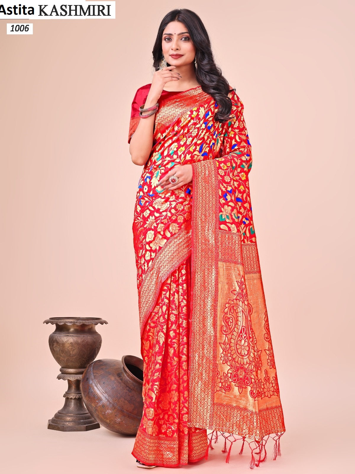 Kashmiri 1001 To 1006 Astita Lichi Silk Sarees Wholesaler Gujarat