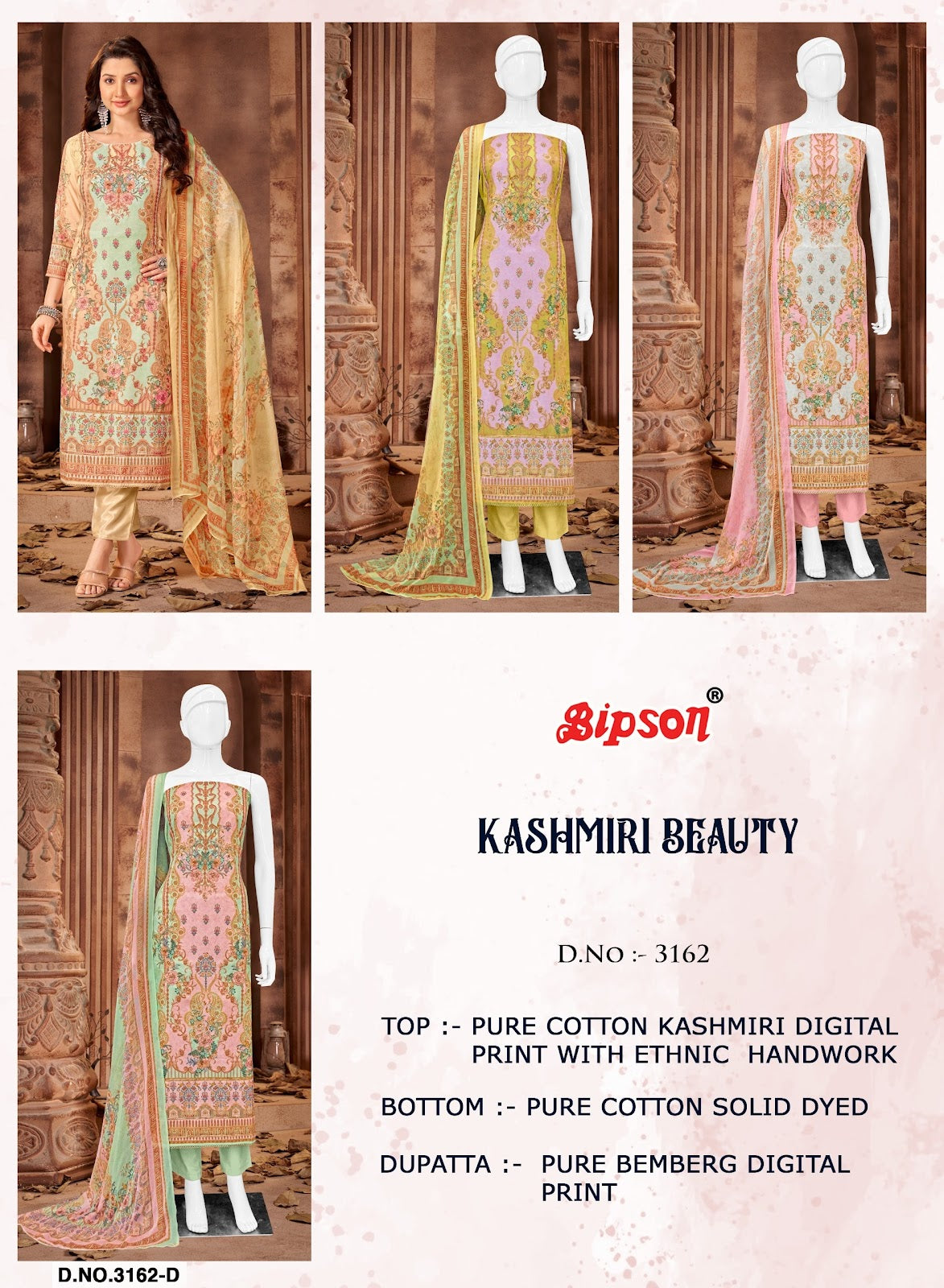Kashmiri Beauty 3162 Bipson Prints Pure Cotton Pant Style Suits Supplier India