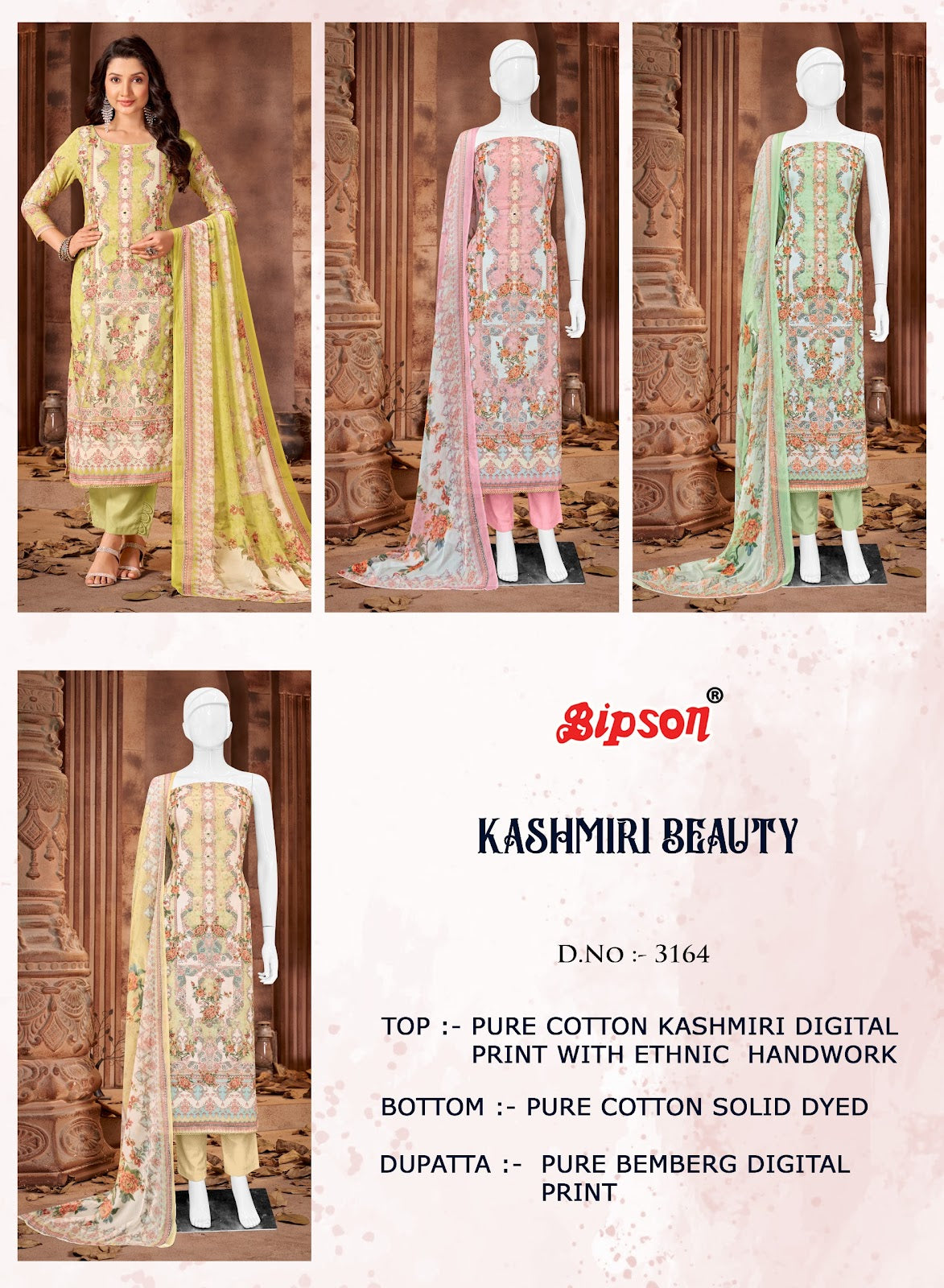 Kashmiri Beauty 3164 Bipson Prints Pure Cotton Pant Style Suits Manufacturer India