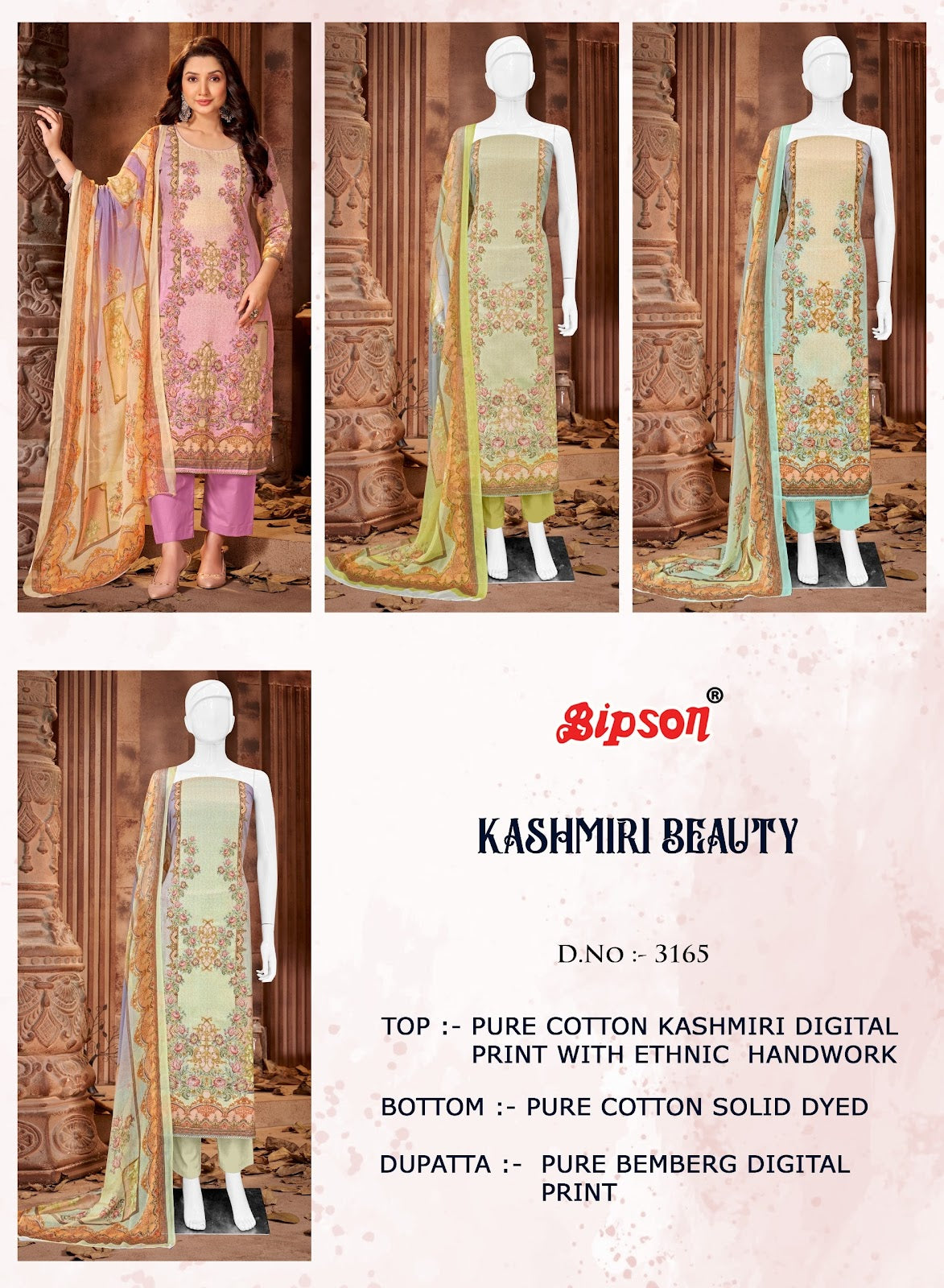 Kashmiri Beauty 3165 Bipson Prints Pure Cotton Pant Style Suits Wholesale Price