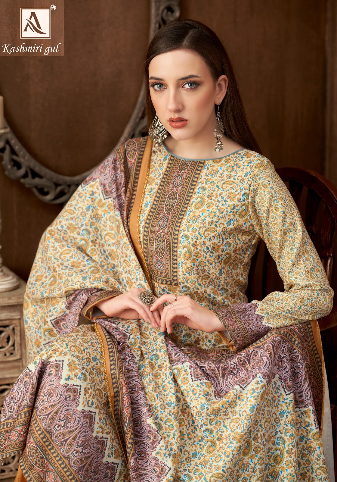 Kashmiri Gul Alok Viscose Pashmina Suits Supplier