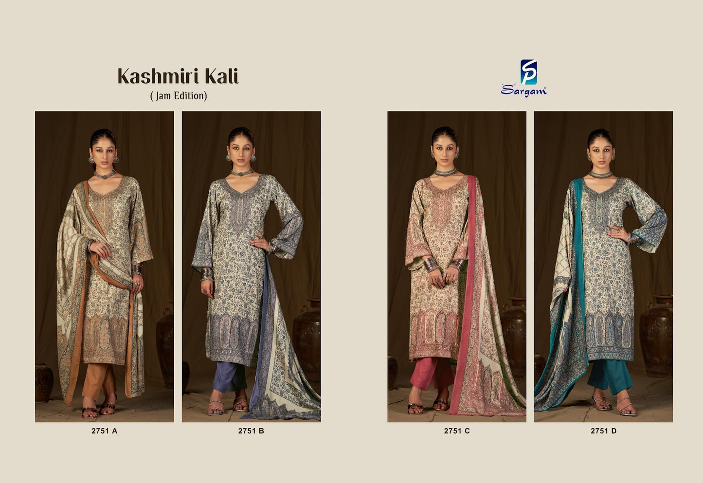 Kashmiri Kali Jam Sargam Prints Pant Style Suits Exporter Gujarat