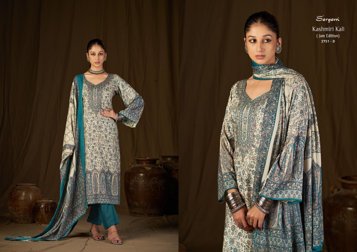 Kashmiri Kali Jam Sargam Prints Pant Style Suits Exporter Gujarat