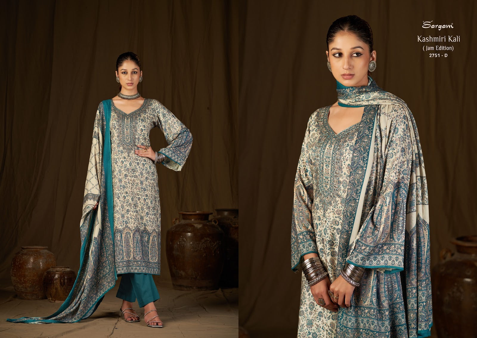 Kashmiri Kali Jam Sargam Prints Pant Style Suits Exporter Gujarat