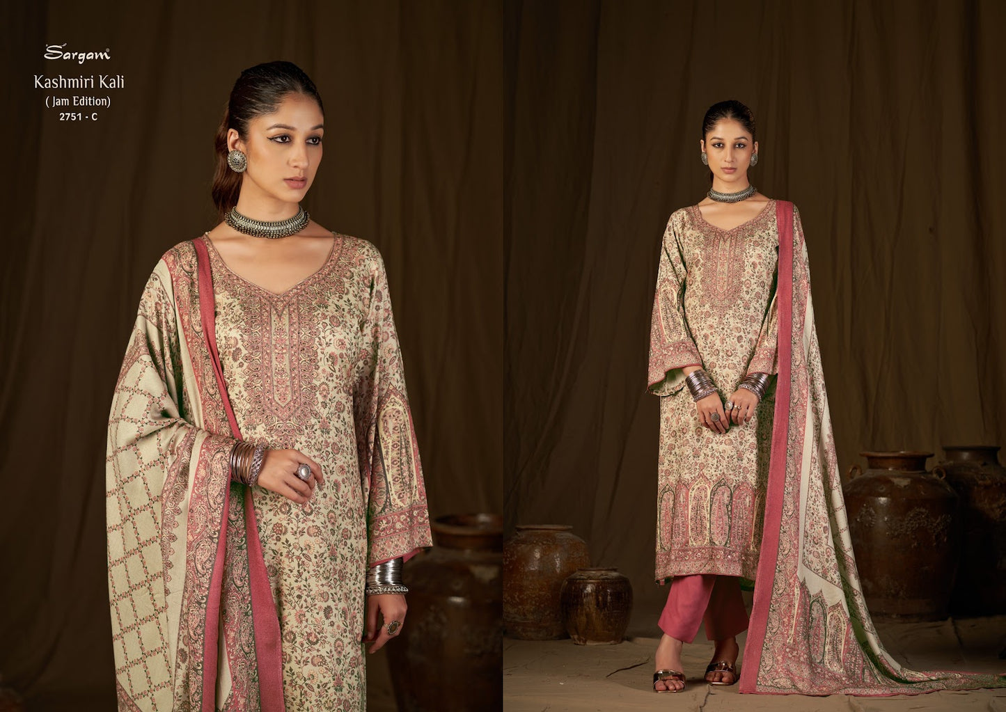 Kashmiri Kali Jam Sargam Prints Pant Style Suits Exporter Gujarat