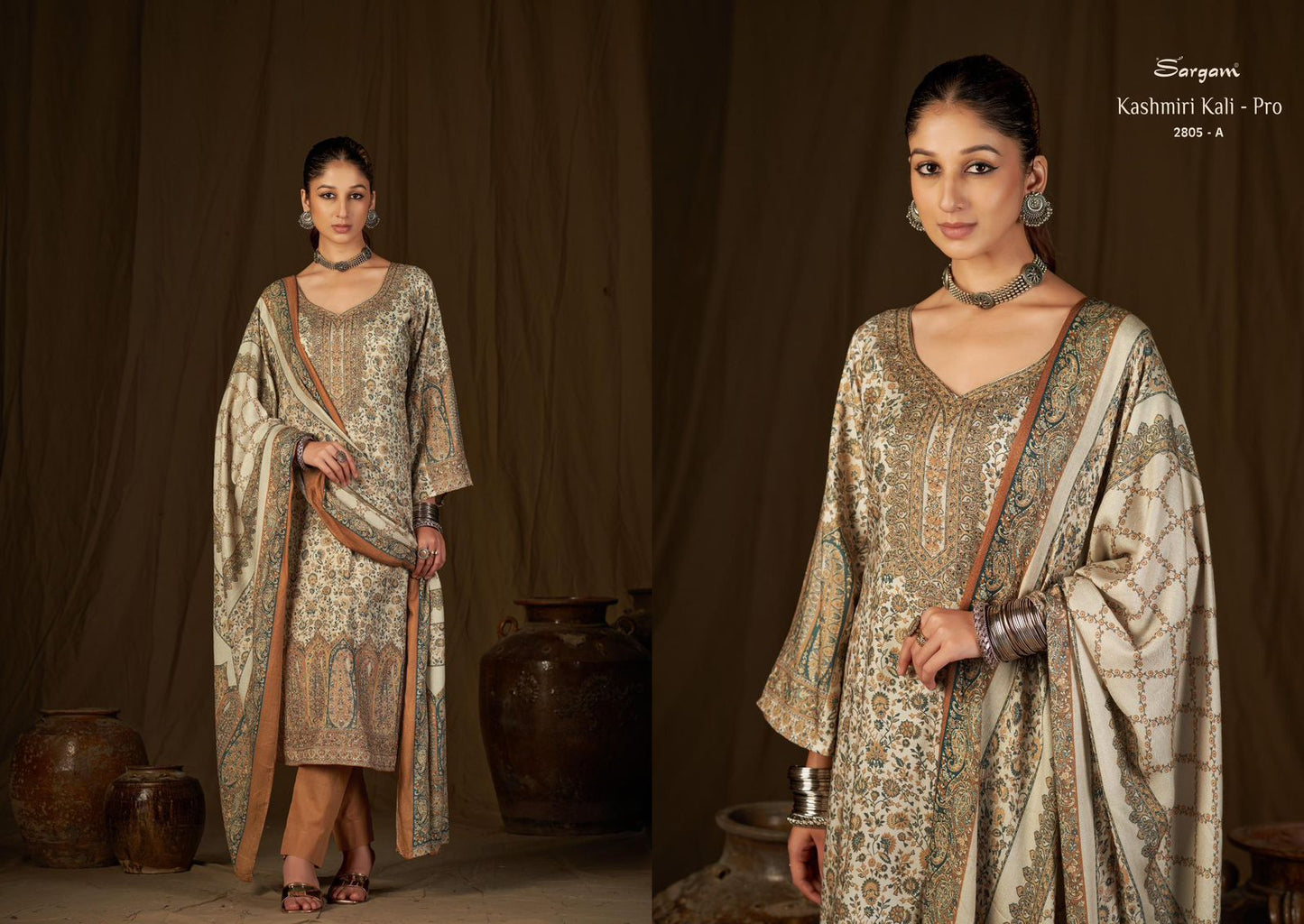 Kashmiri Kali Pro Sargam Prints Viscose Muslin Pant Style Suits Wholesaler Gujarat