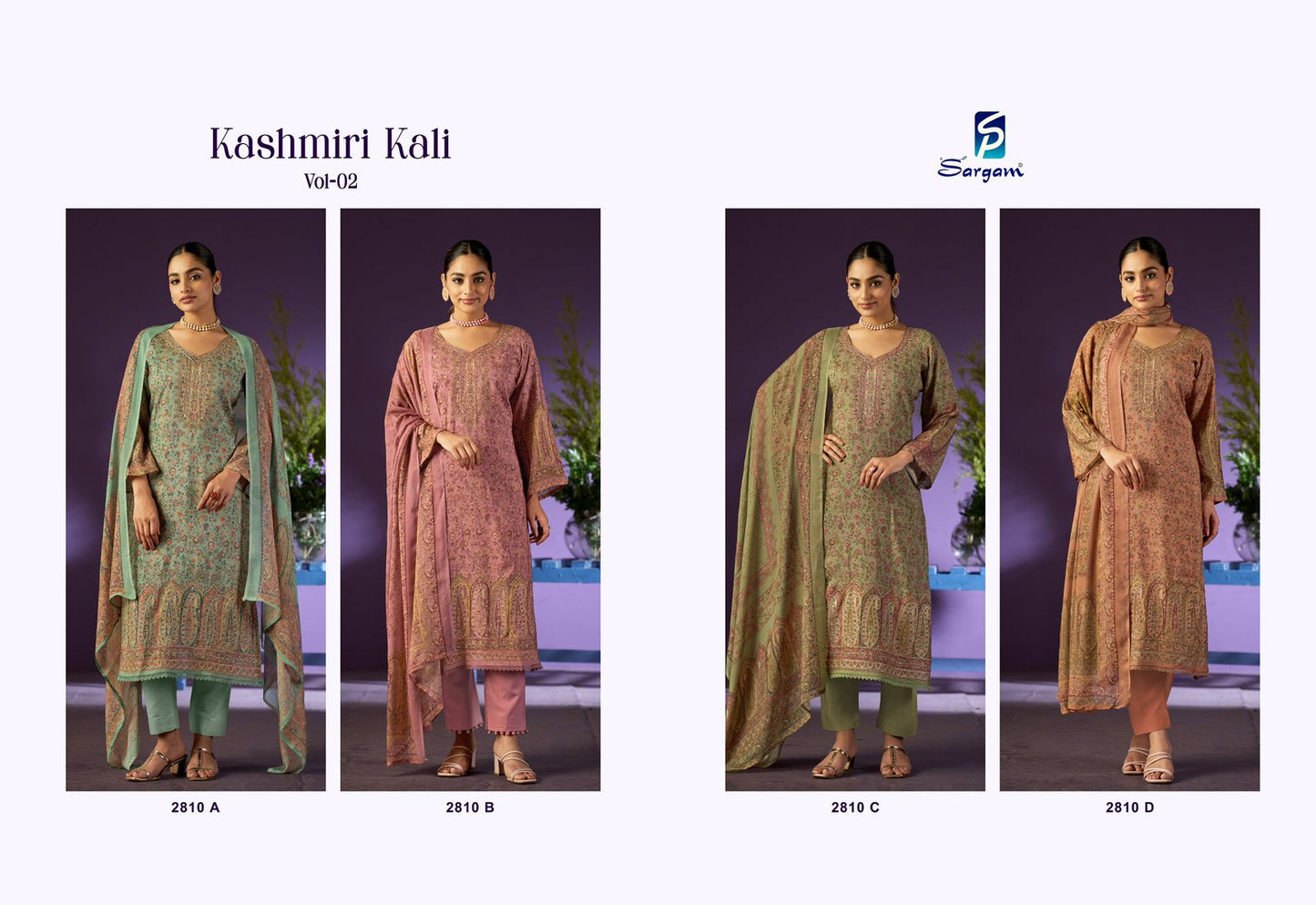 Kashmiri Kali Vol 2 Sargam Prints Viscose Muslin Pant Style Suits Wholesaler Gujarat