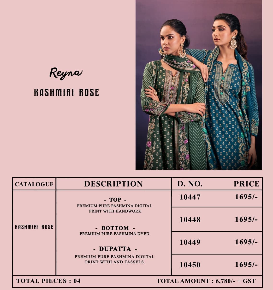 Kashmiri Rose Reyna Pashmina Suits Wholesale