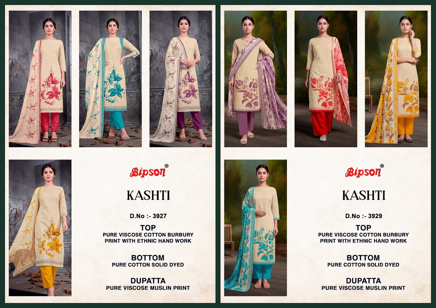 Kashti 3927-3929 Bipson Prints Viscose Pant Style Suits Wholesaler Gujarat