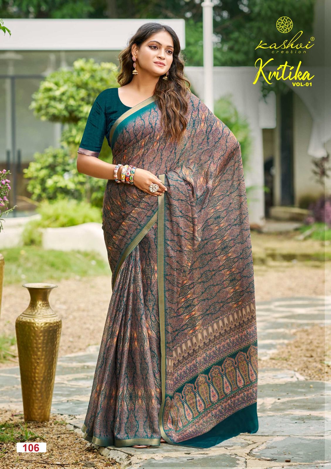 Kritika Vol 1 Kashvi Creation Dull Moss Sarees Supplier India