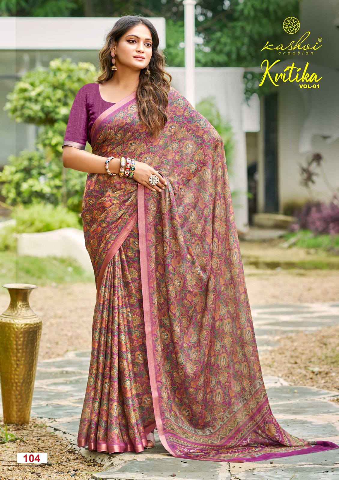Kritika Vol 1 Kashvi Creation Dull Moss Sarees Supplier India