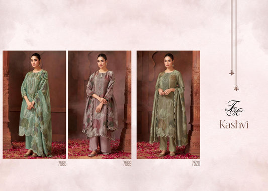 Kashvi Tm Simmer Tissue Plazzo Style Suits Exporter