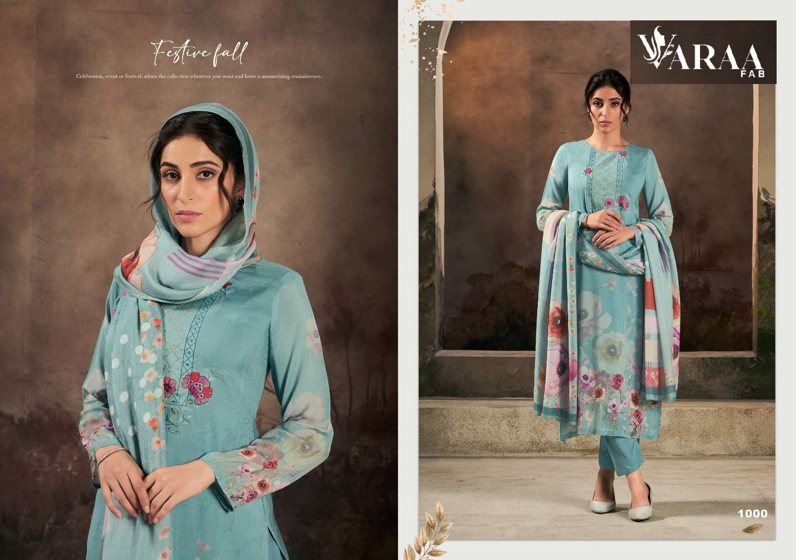 Kashvi Varaa Fab Pure Bemberg Muslin Pant Style Suits Supplier Ahmedabad