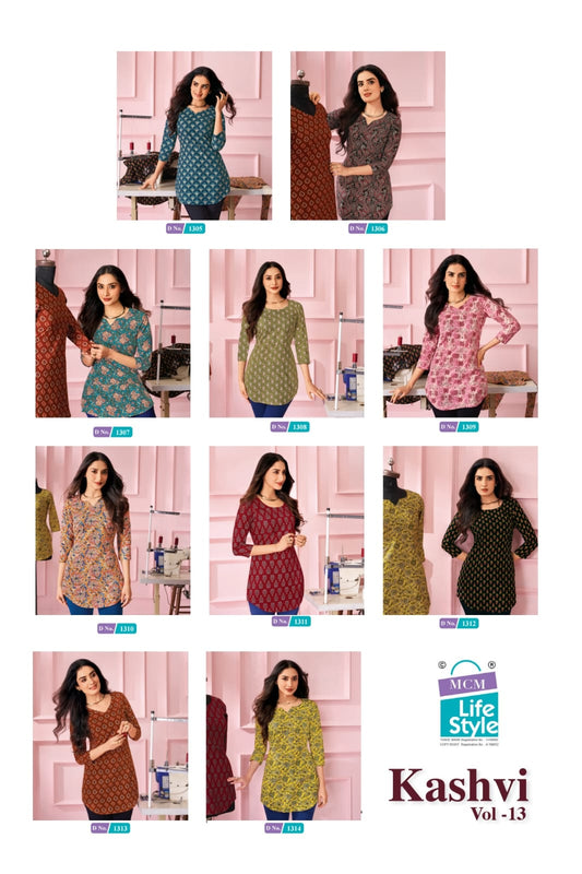 Kashvi Vol 13 Mcm Lifestyle Cotton Short Kurtis Wholesaler Ahmedabad