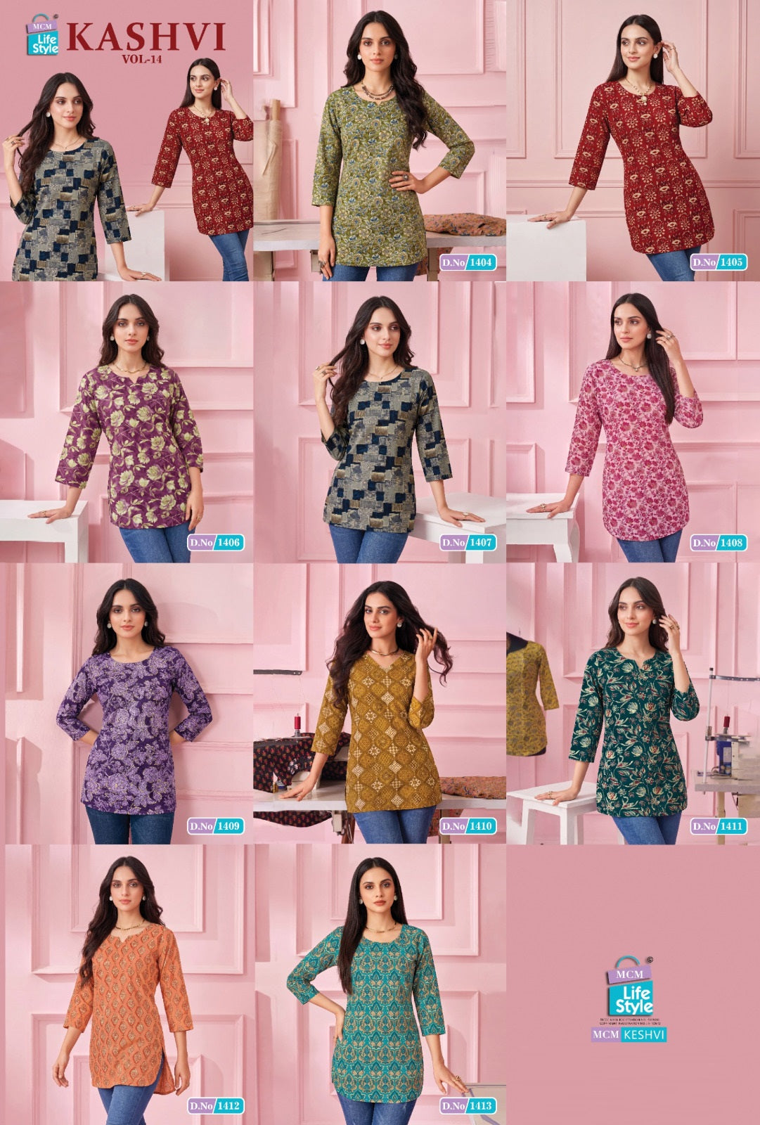 Kashvi Vol 14 Mcm Lifestyle Cotton Short Kurtis Wholesaler