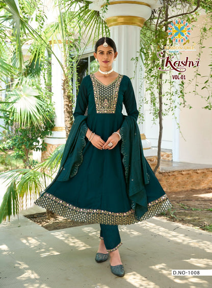 Kashvi Vol 1 Passion Tree Vichitra Silk Readymade Anarkali Suits Wholesaler Gujarat