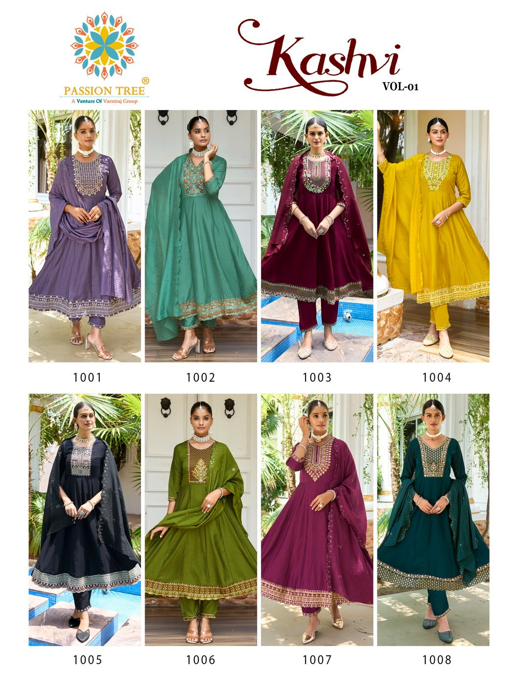 Kashvi Vol 1 Passion Tree Vichitra Silk Readymade Anarkali Suits Wholesaler Gujarat