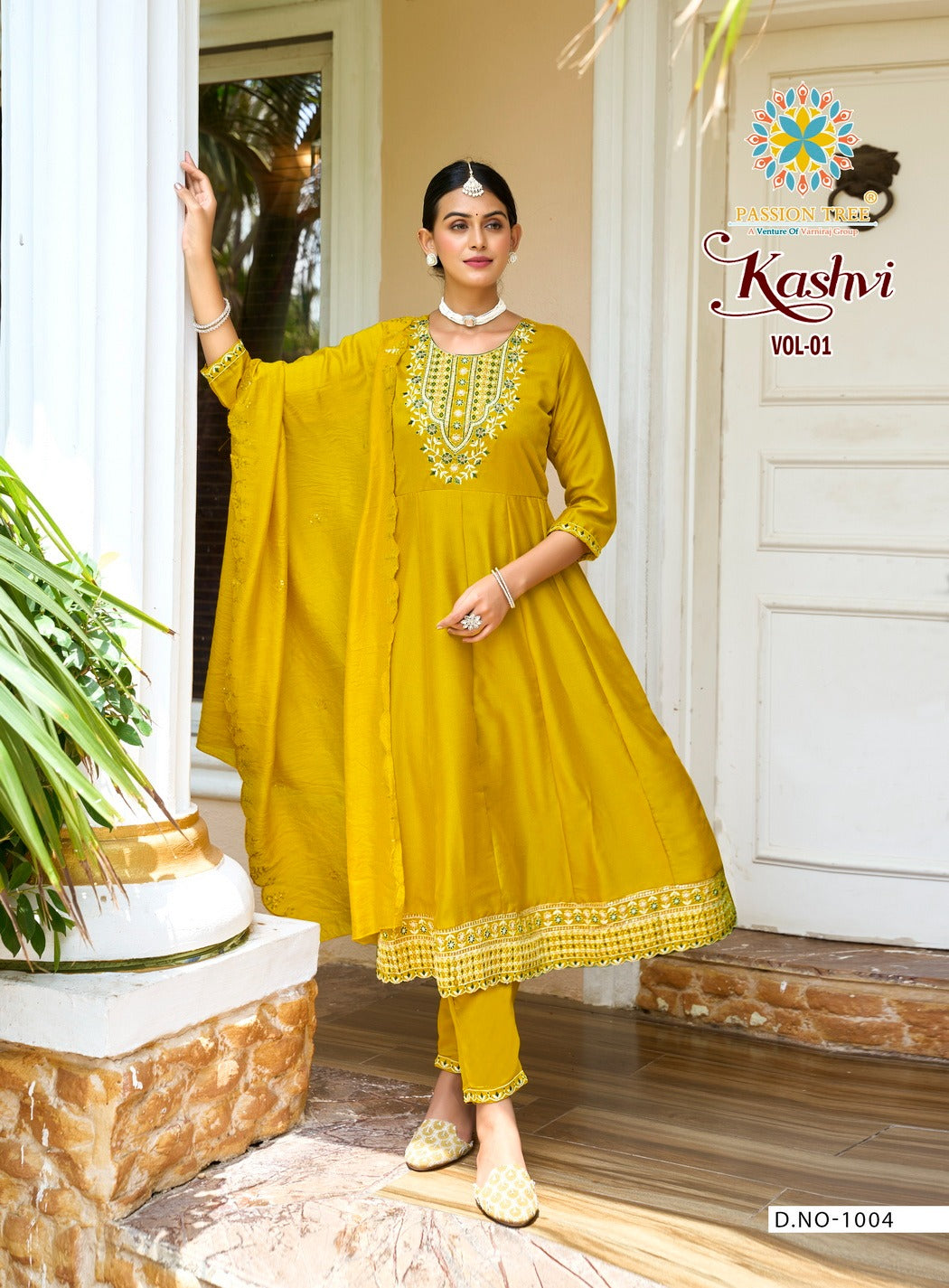 Kashvi Vol 1 Passion Tree Vichitra Silk Readymade Anarkali Suits Wholesaler Gujarat