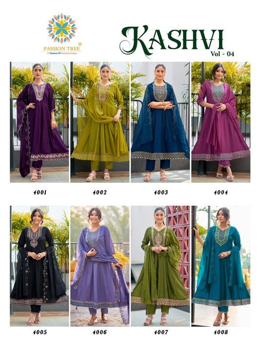 Kashvi Vol 4 Passion Tree Vichitra Silk Readymade Anarkali Suits Supplier