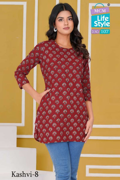 Kashvi Vol 8 Mcm Lifestyle Cotton Short Kurtis Wholesaler India