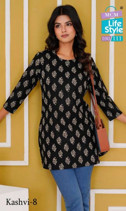 Kashvi Vol 8 Mcm Lifestyle Cotton Short Kurtis Wholesaler India