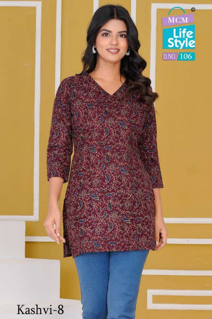 Kashvi Vol 8 Mcm Lifestyle Cotton Short Kurtis Wholesaler India
