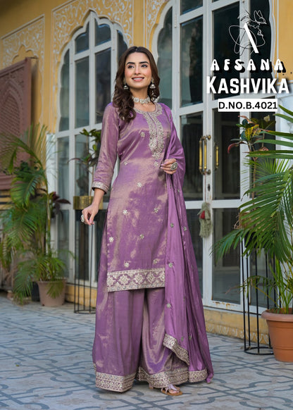 Kashvika Afsana Shimmer Readymade Plazzo Style Suits Supplier India