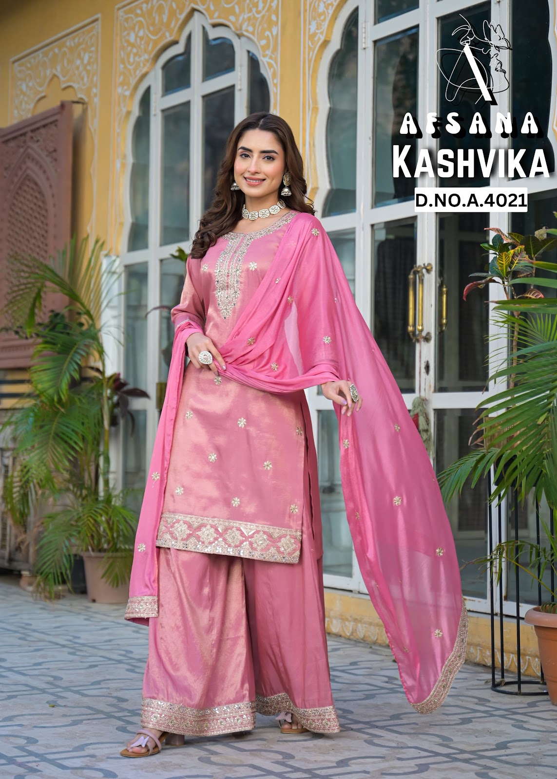 Kashvika Afsana Shimmer Readymade Plazzo Style Suits Supplier India