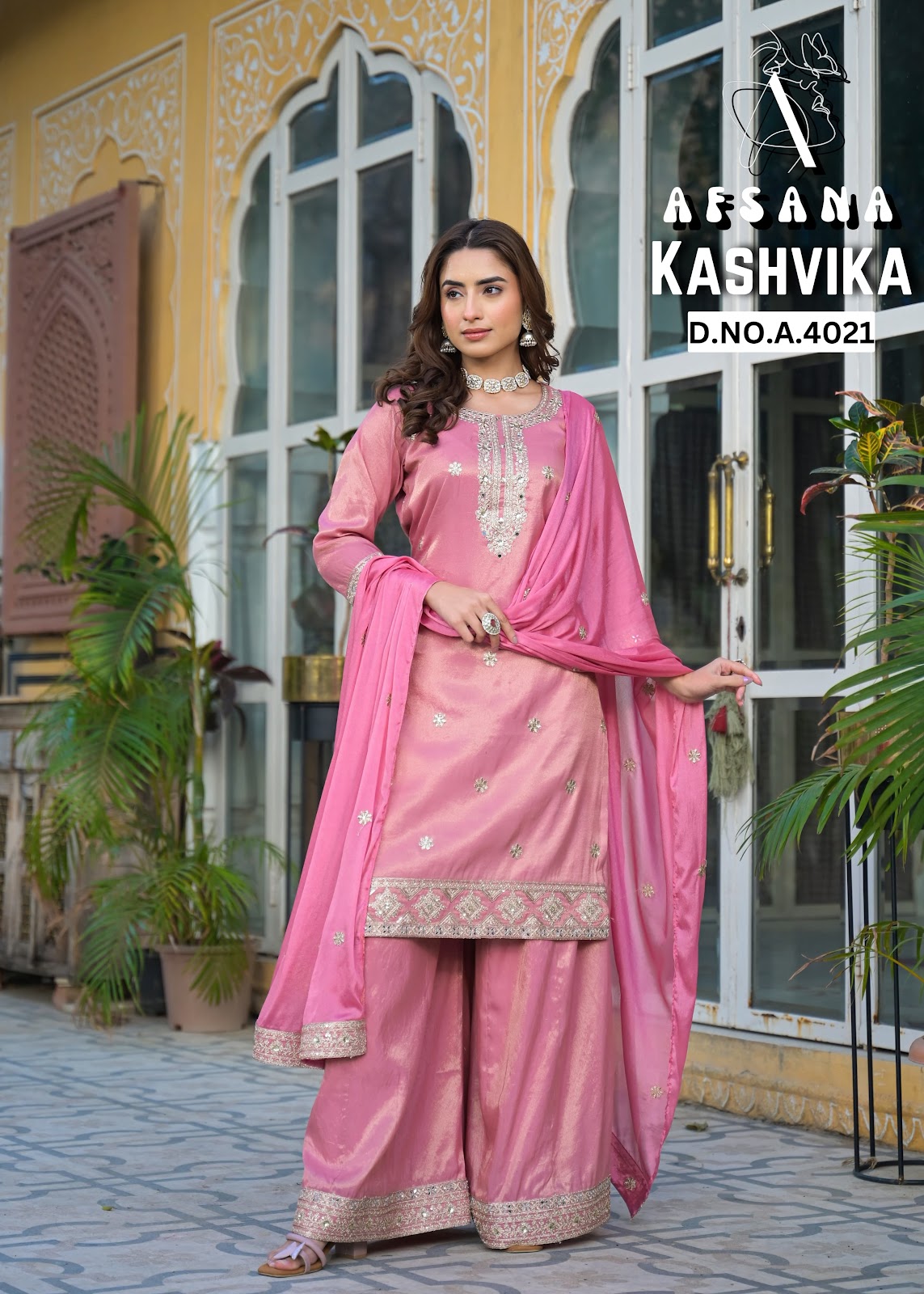 Kashvika Afsana Shimmer Readymade Plazzo Style Suits Supplier India