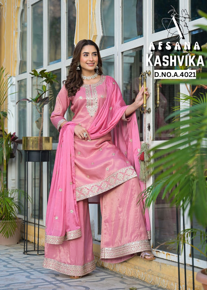 Kashvika Afsana Shimmer Readymade Plazzo Style Suits Supplier India