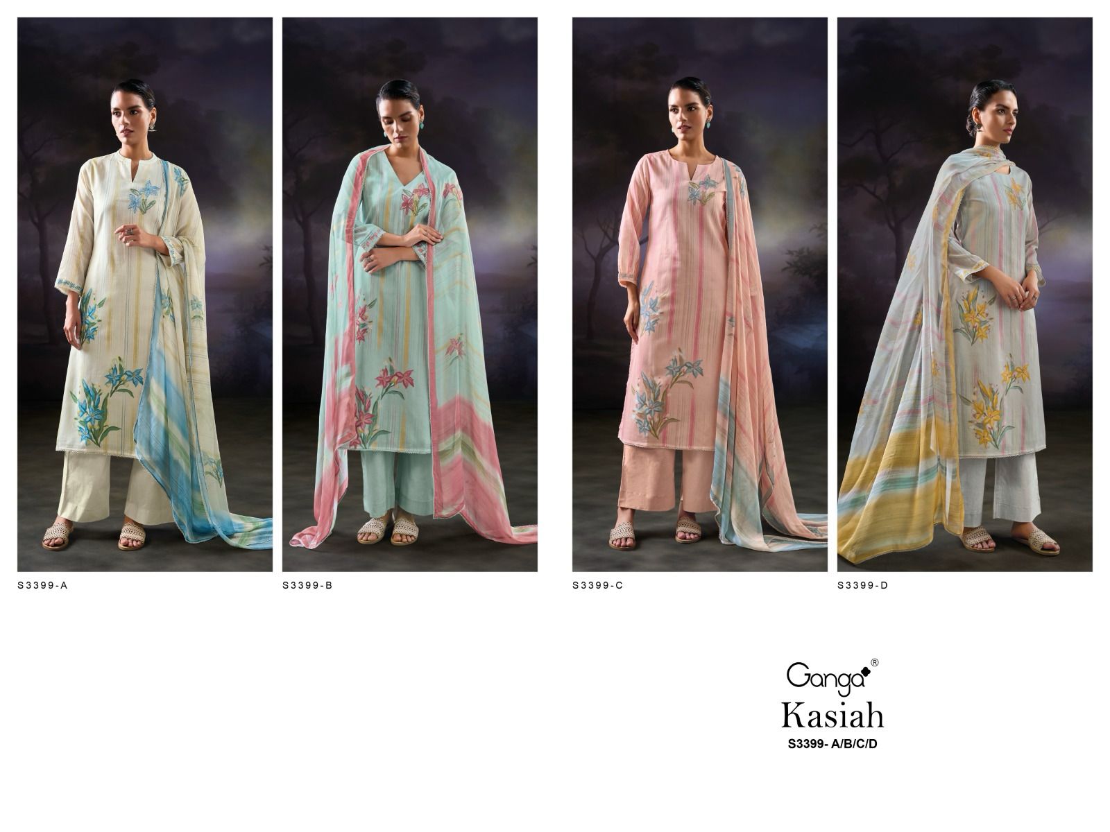 Kasiah 3399 Ganga Premium Cotton Pant Style Suits Supplier Gujarat