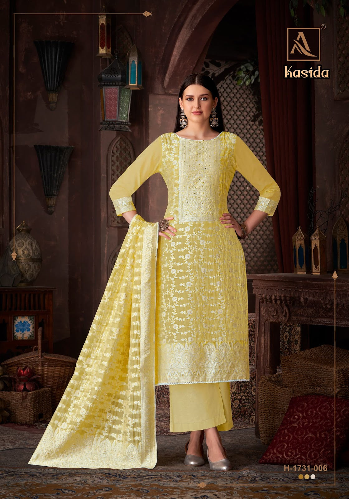 Kasida Alok Jacquard Karachi Salwar Suits Supplier Ahmedabad