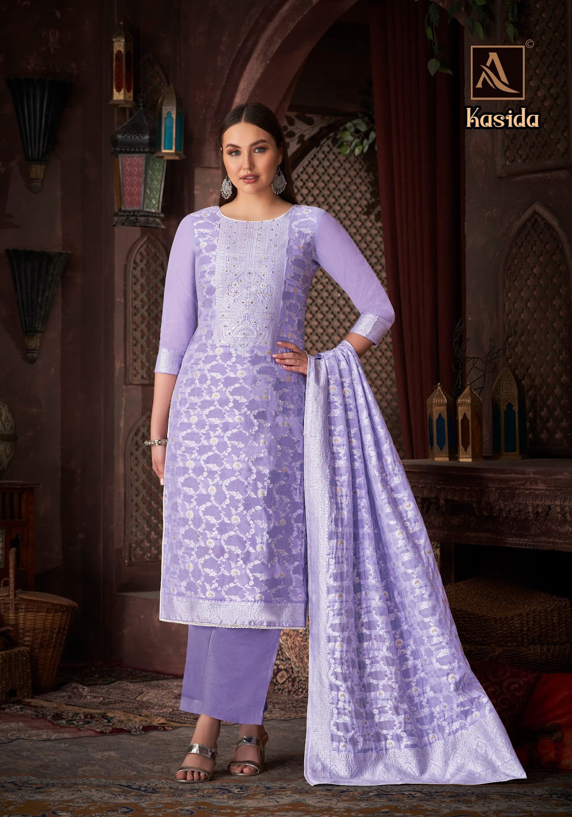 Kasida Alok Jacquard Karachi Salwar Suits Supplier Ahmedabad