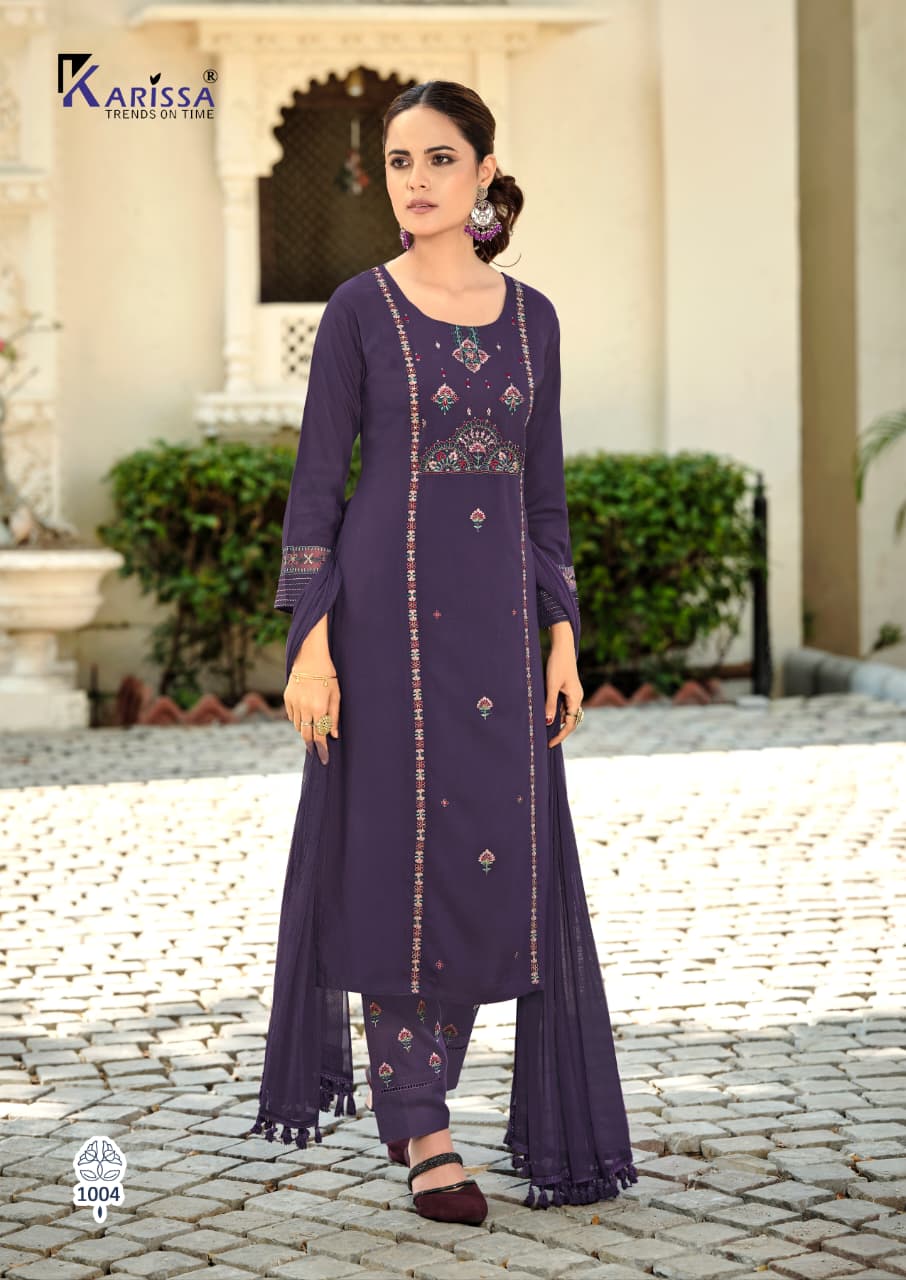 Kasida Vol 3 Karissa Liva Rayon Readymade Pant Style Suits Wholesaler Ahmedabad