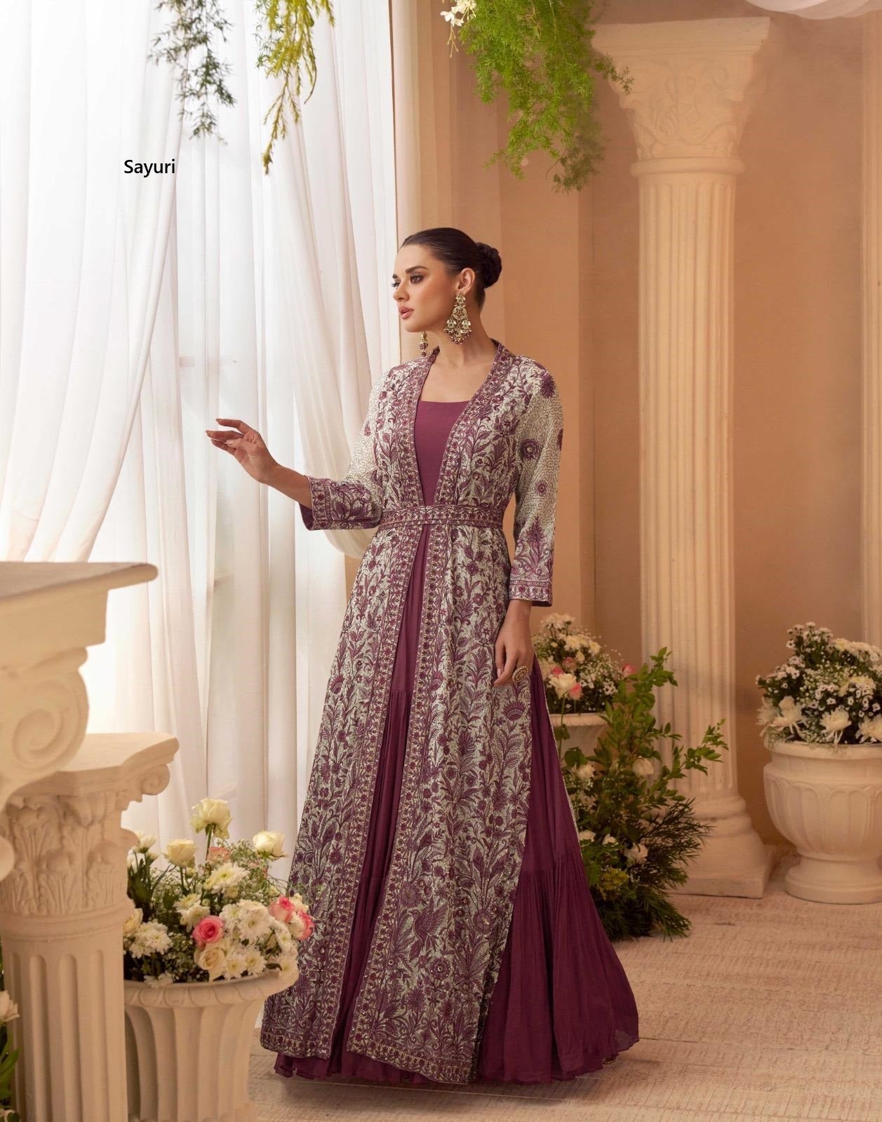 Kasmira With Jacket Sayuri Chinon Silk One Piece Gown Wholesaler