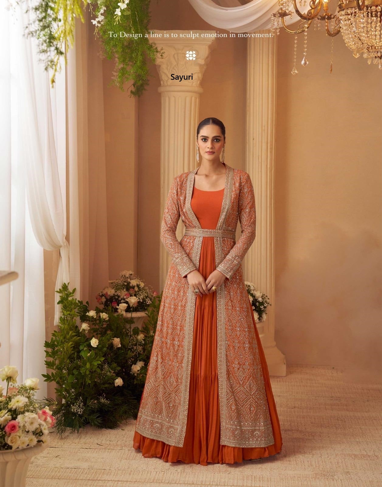 Kasmira With Jacket Sayuri Chinon Silk One Piece Gown Wholesaler