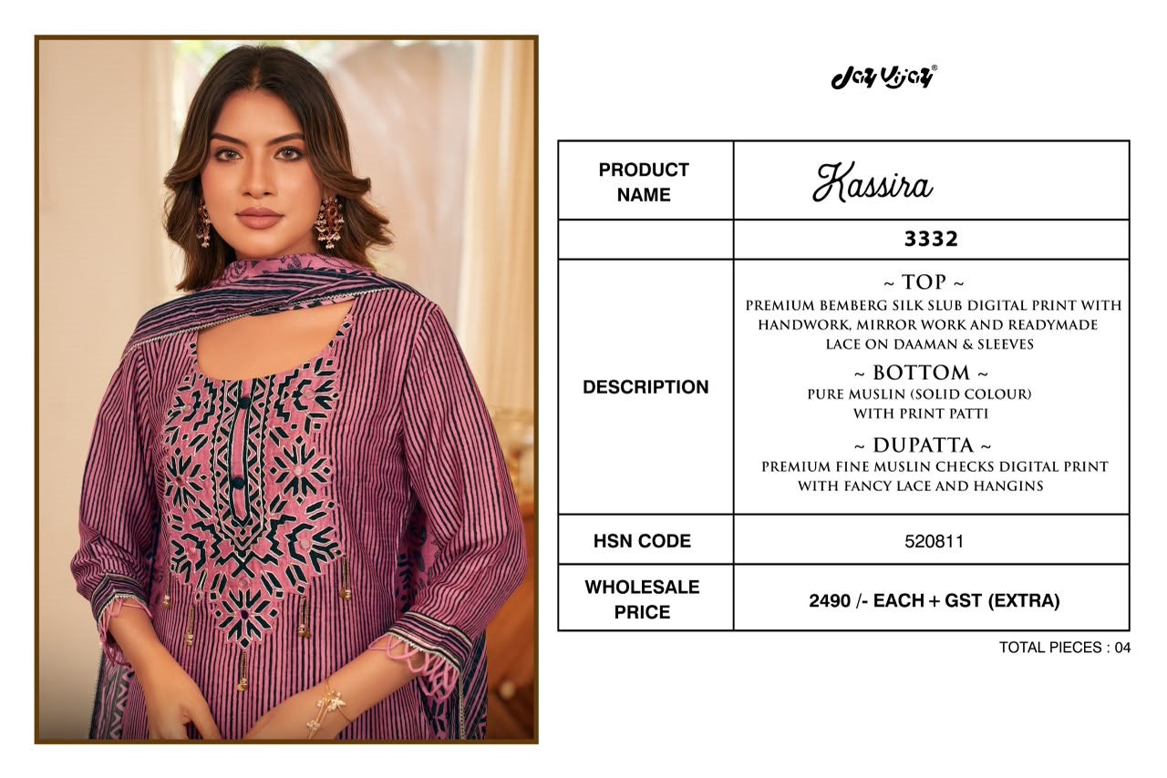 Kassira 3332 Jay Vijay Bemberg Silk Pant Style Suits Wholesale Price