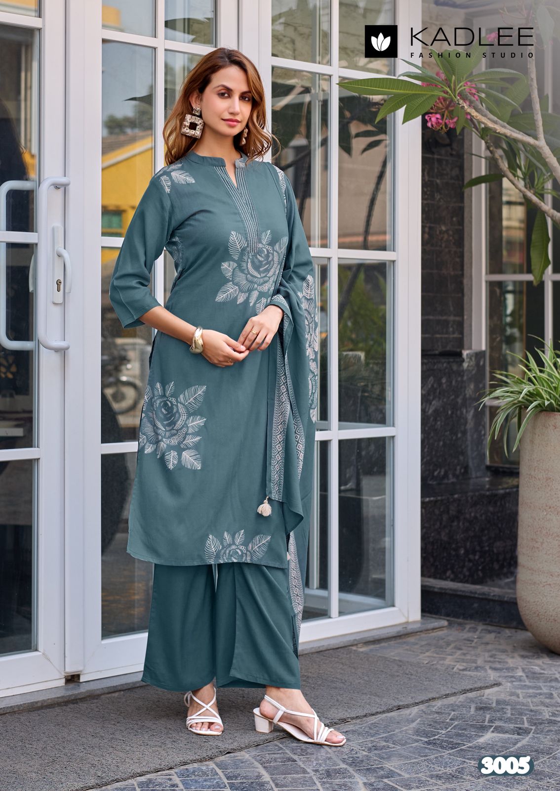 Kasturam Kadlee Rayon Readymade Pant Style Suits Wholesaler Ahmedabad
