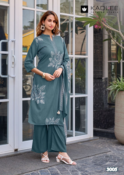 Kasturam Kadlee Rayon Readymade Pant Style Suits Wholesaler Ahmedabad