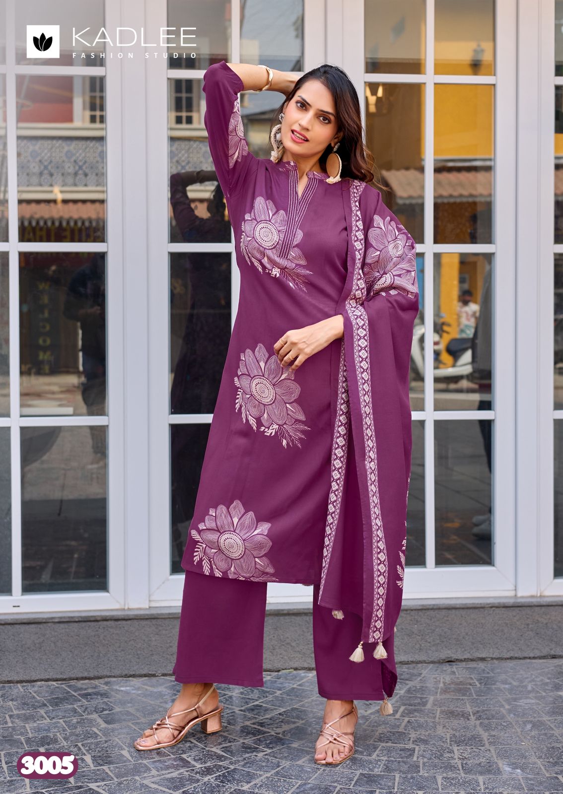 Kasturam Kadlee Rayon Readymade Pant Style Suits Wholesaler Ahmedabad