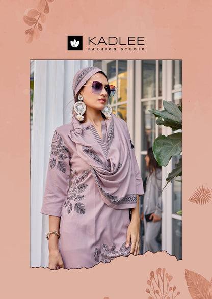 Kasturam Kadlee Rayon Readymade Pant Style Suits Wholesaler Ahmedabad