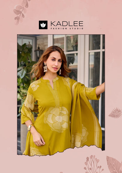 Kasturam Kadlee Rayon Readymade Pant Style Suits Wholesaler Ahmedabad