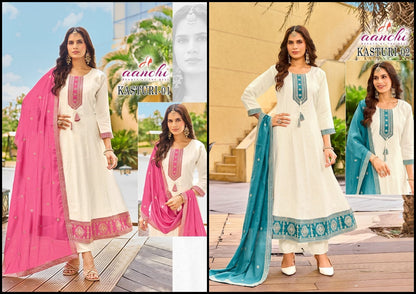 Kasturi Aanchi Roman Silk Readymade Anarkali Suits Manufacturer Ahmedabad