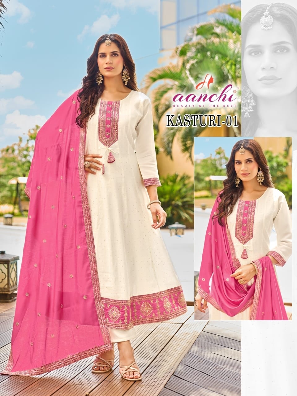 Kasturi Aanchi Roman Silk Readymade Anarkali Suits Manufacturer Ahmedabad