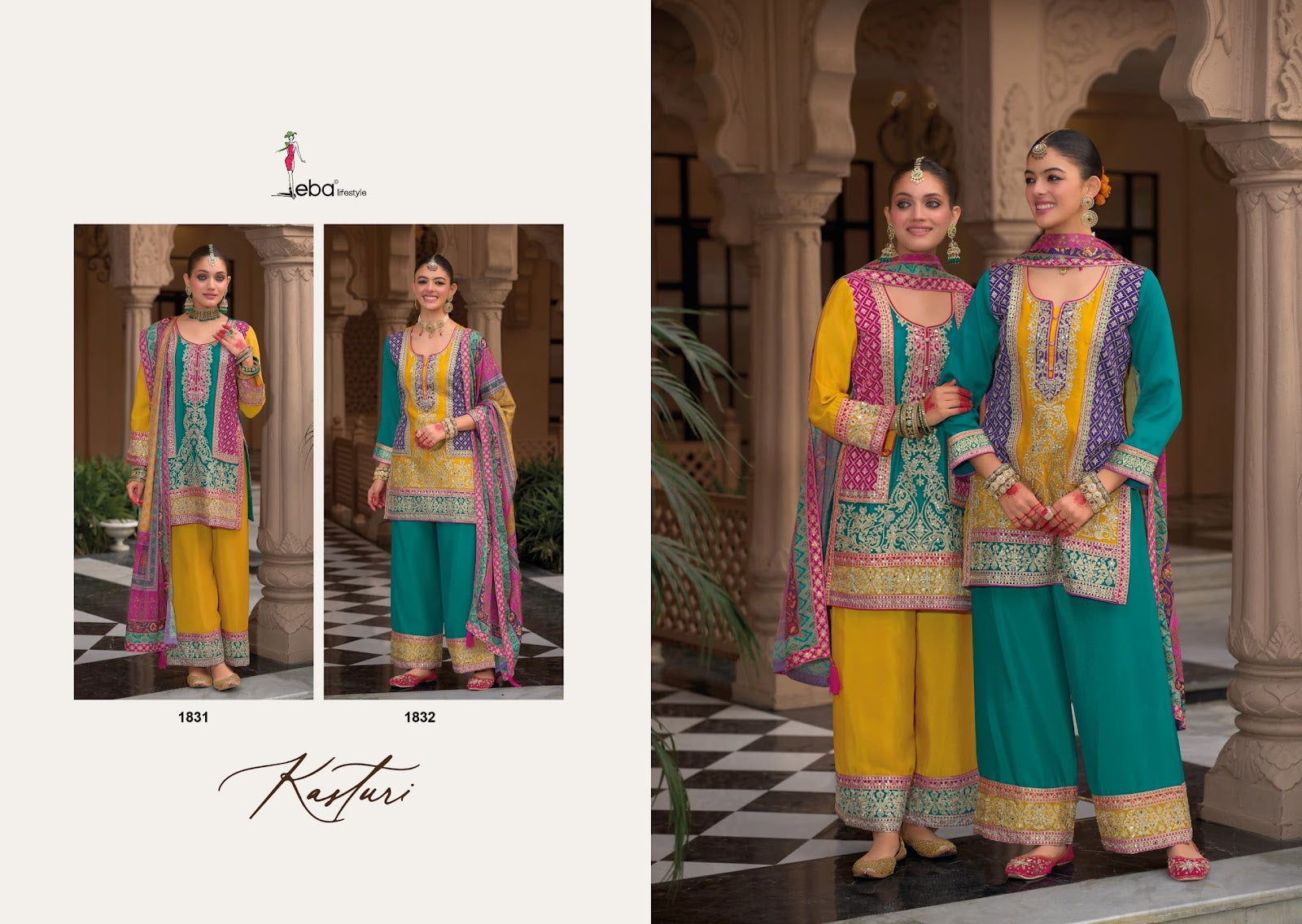 Kasturi Eba Lifestyle Chinon Pakistani Readymade Suits Wholesaler