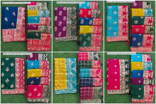 Kasturi Satin Swaroski Hans Creation Sarees Wholesaler India